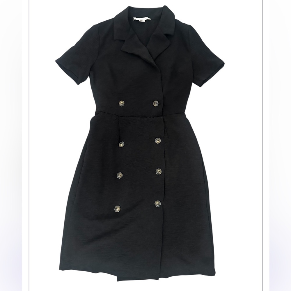 Monteau Black Double-Breasted Midi Dress